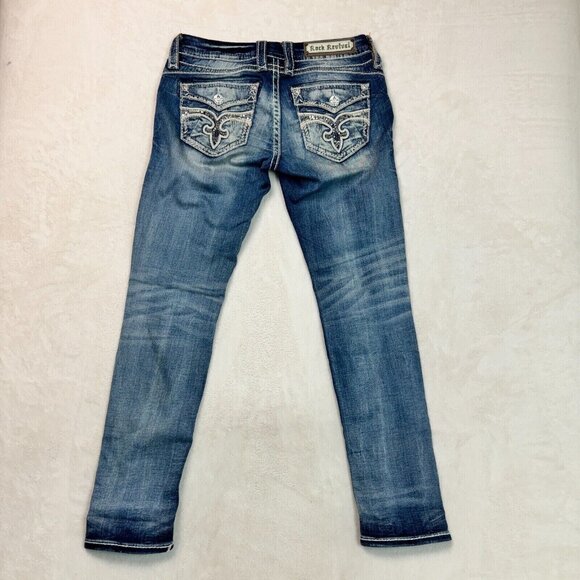 Rock Revival Jeans Skinny Stacey Distressed Low Rise Glittered Women's Size 28 - Picture 3 of 14